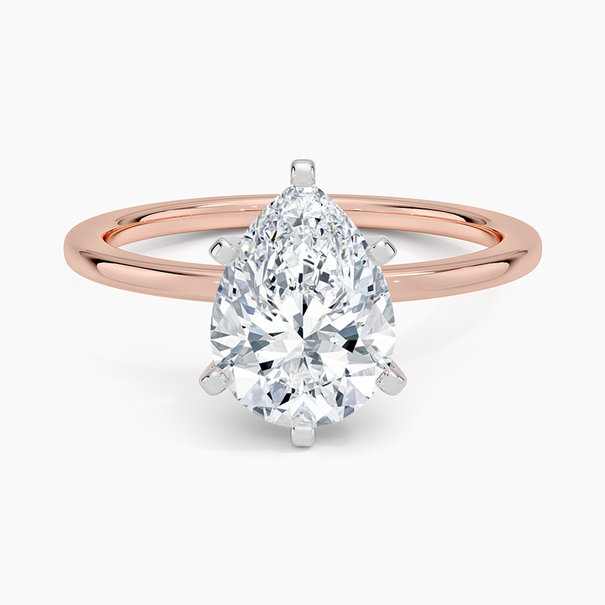 Six-Prong Petite Comfort Fit 1.5mm Solitaire Ring - Pear Center Stone