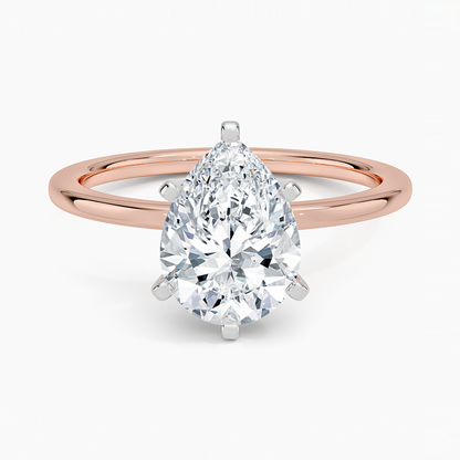 Six-Prong Petite Comfort Fit 1.5mm Solitaire Ring - Pear Center Stone
