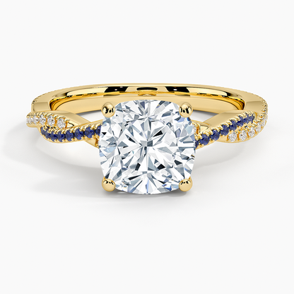 Petite Luxe Twisted Vine Sapphire and Diamond Ring (1/8 ct. tw.) - Cushion Cut Center Stone