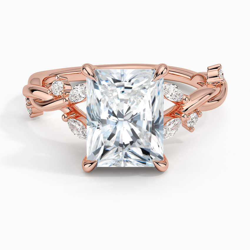 Azalea Twist Diamond Ring - Radiant Cut Center Stone