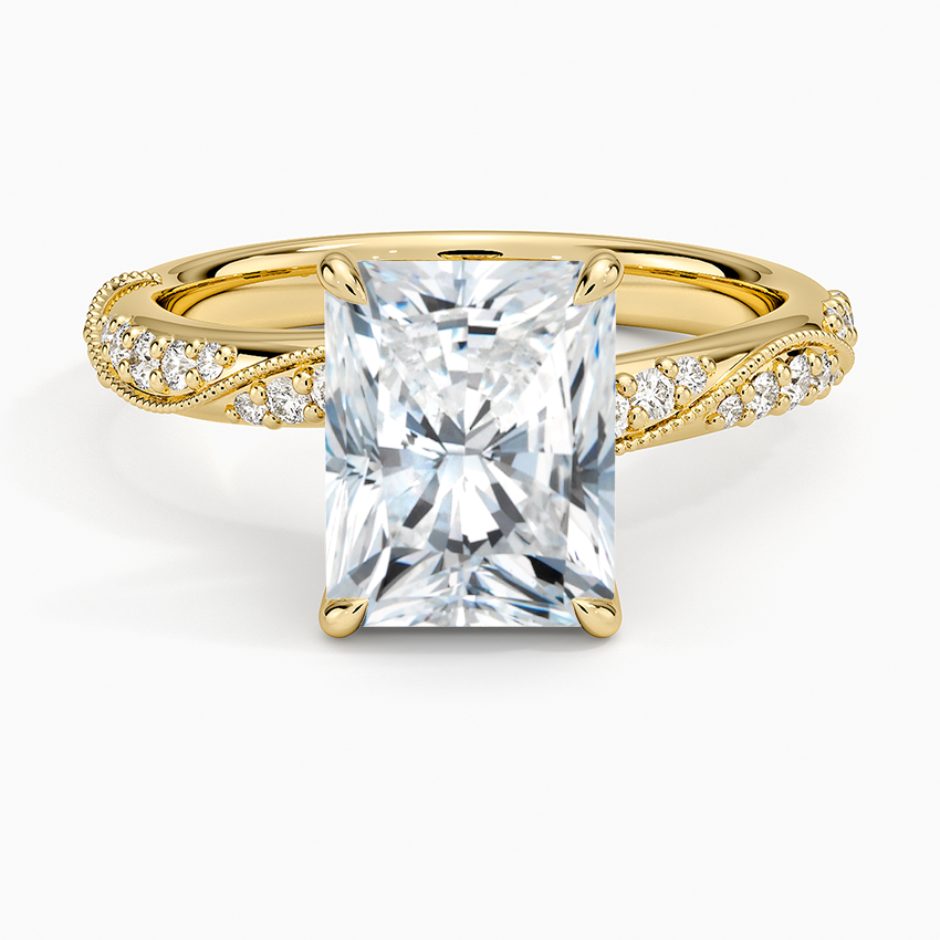 Camellia Hidden Accent 2.5mm Diamond Ring - Radiant Cut Center Stone