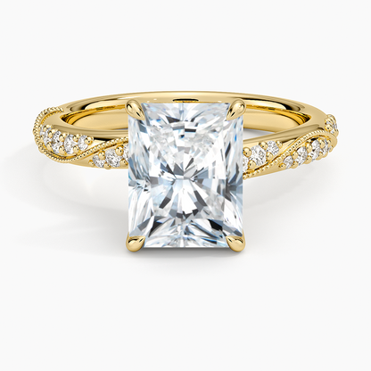 Camellia Hidden Accent 2.5mm Diamond Ring - Radiant Cut Center Stone
