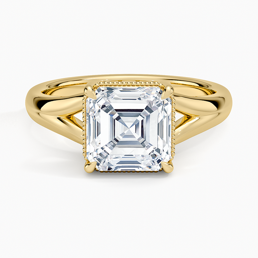 Cora Split Shank Solitaire Ring - Asscher Cut Center Stone