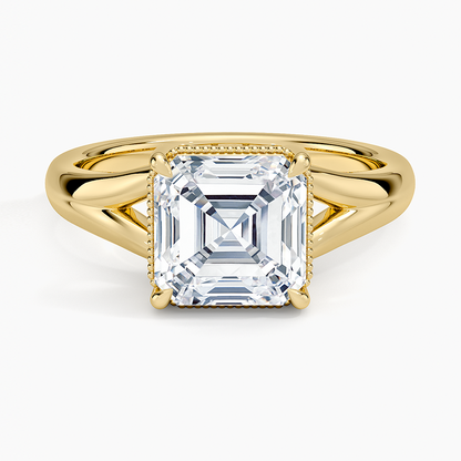 Cora Split Shank Solitaire Ring - Asscher Cut Center Stone