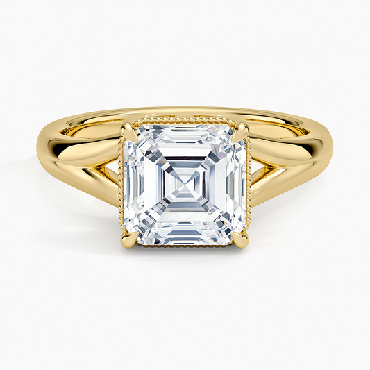 Cora Split Shank Solitaire Ring - Asscher Cut Center Stone