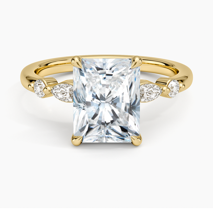 Versailles One-Quarter Coverage Diamond Ring - Radiant Cut Center Stone