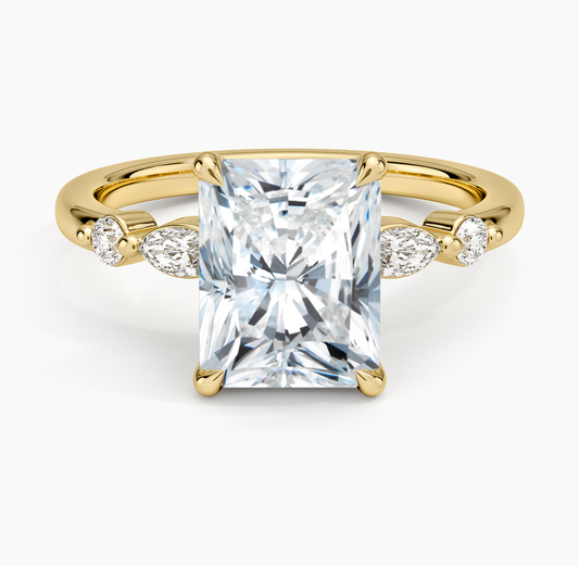 Versailles One-Quarter Coverage Diamond Ring - Radiant Cut Center Stone