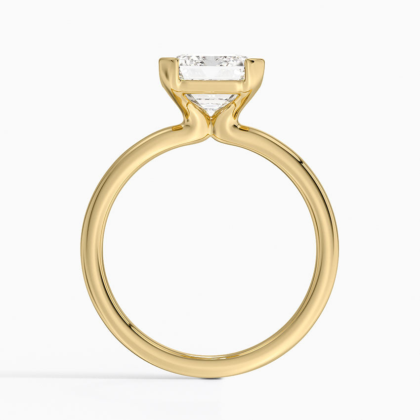 Annika Semi-Bezel Solitaire Ring - Emerald Cut Center Stone