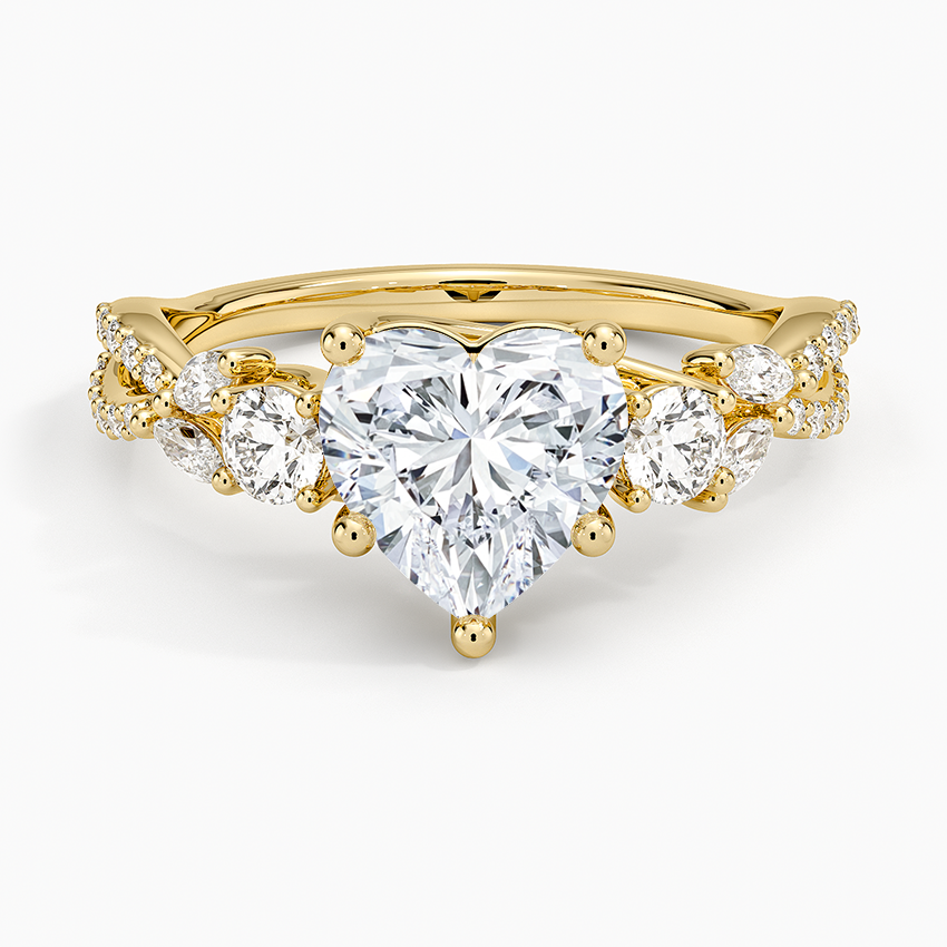 Luxe Willow Three Stone Diamond Ring (1/2 ct. tw.) - Heart Cut Center Stone
