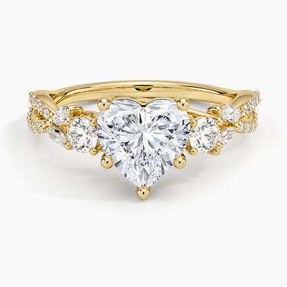 Luxe Willow Three Stone Diamond Ring (1/2 ct. tw.) - Heart Cut Center Stone