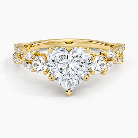 Luxe Willow Three Stone Diamond Ring (1/2 ct. tw.) - Heart Cut Center Stone