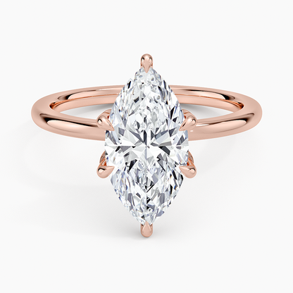 Petal Six Prong Diamond Ring - Marquise Center Stone