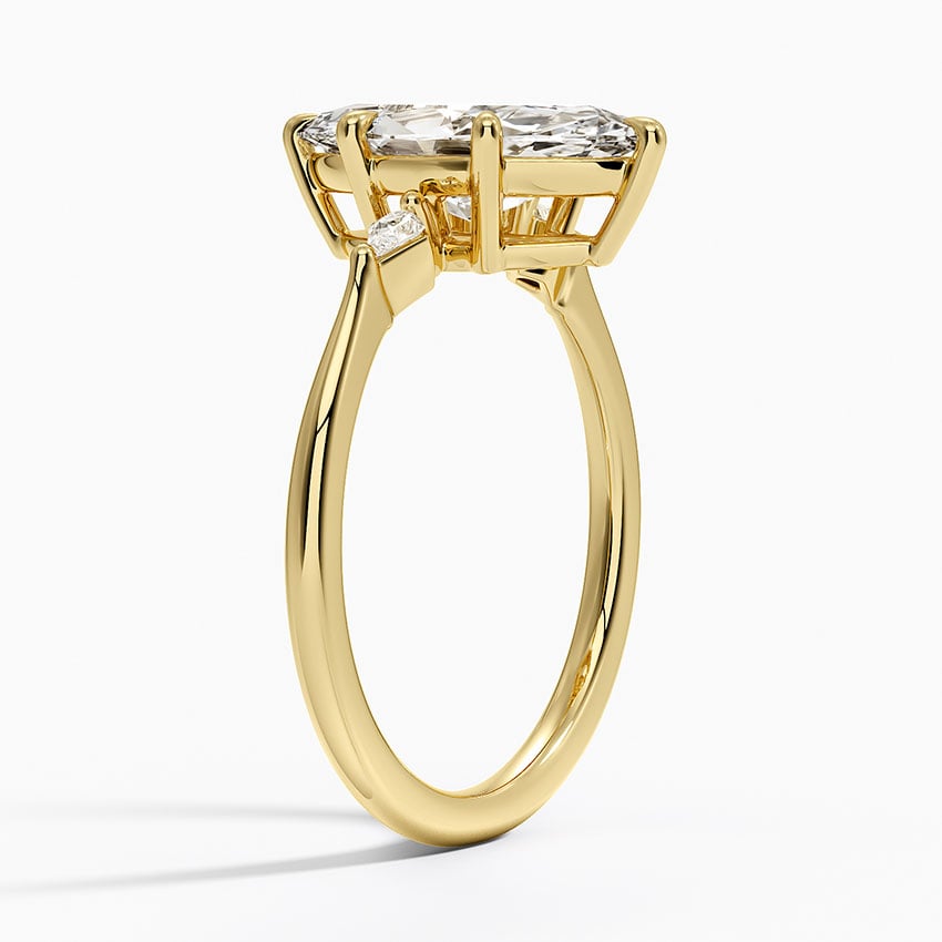 Petite Cometa Three Stone Diamond Ring - Marquise Center Stone