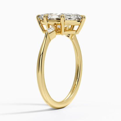 Petite Cometa Three Stone Diamond Ring - Marquise Center Stone
