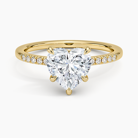 Viviana One-Quarter Coverage Diamond Ring - Heart Center Stone