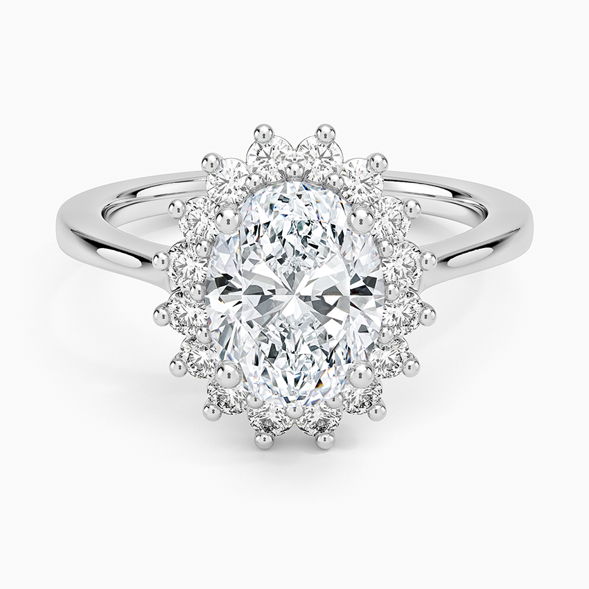 Sunburst Halo Diamond Ring (1/4 ct. tw.) - Oval Center Stone