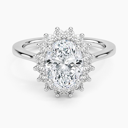 Sunburst Halo Diamond Ring (1/4 ct. tw.) - Oval Center Stone