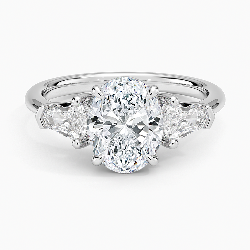 Shield Cut Three Stone Diamond Ring (1/2 ct. tw.) - Oval Center Stone