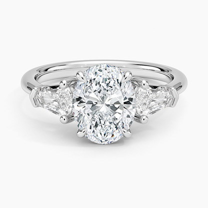 Shield Cut Three Stone Diamond Ring (1/2 ct. tw.) - Oval Center Stone