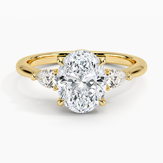 Petite Opera Three Stone Diamond Ring (1/4 ct. tw.) - Oval Center Stone