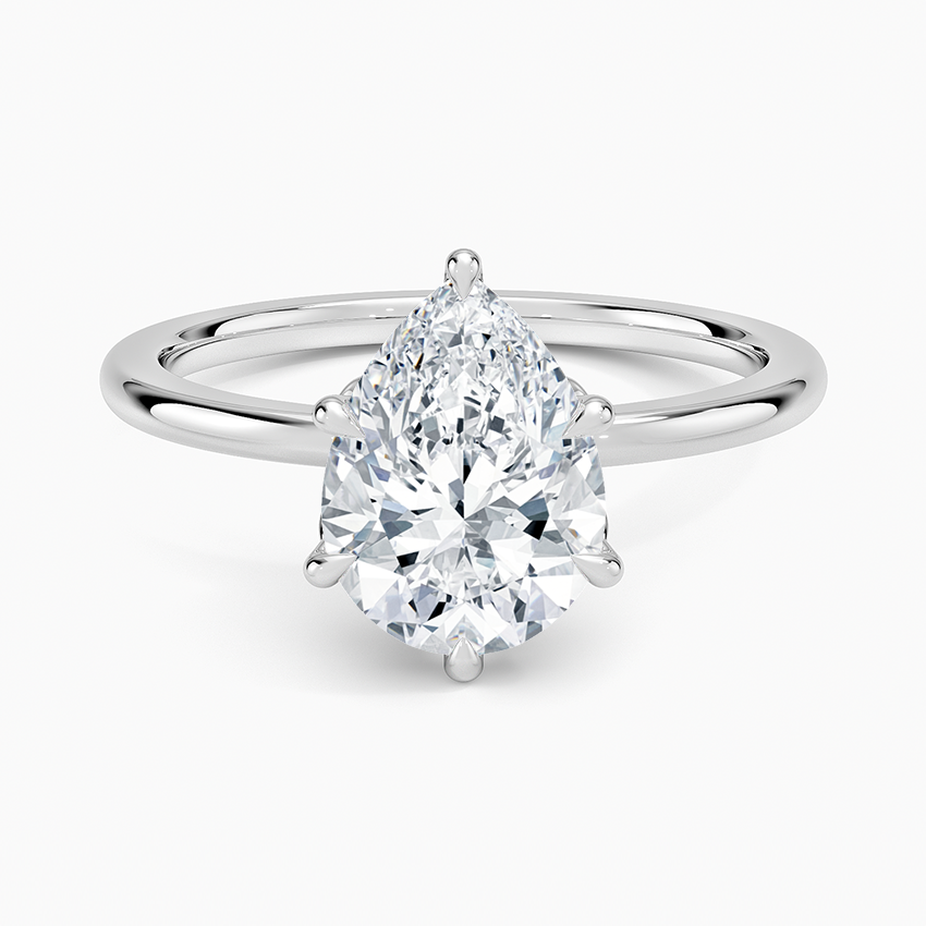 Petal Six Prong Diamond Ring - Pear Center Stone