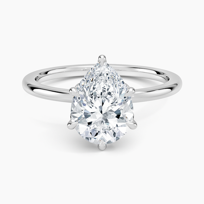 Petal Six Prong Diamond Ring - Pear Center Stone
