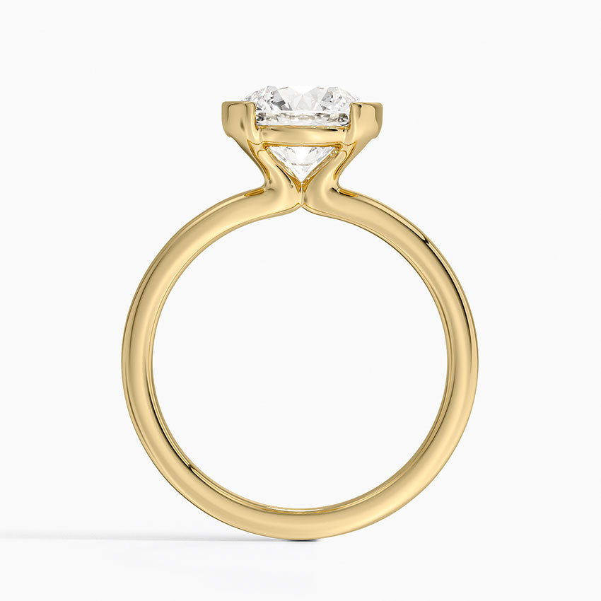 Annika Semi-Bezel Solitaire Ring - Round Cut Center Stone
