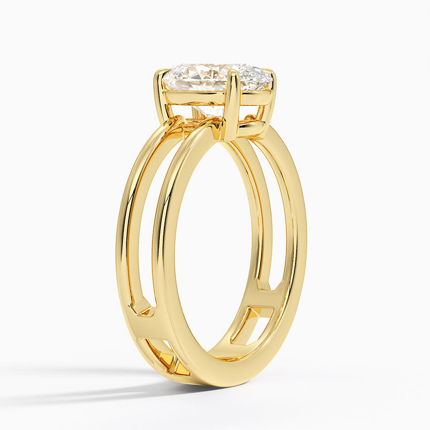 Aimee Open Double Band Solitaire Ring - Oval Center Stone