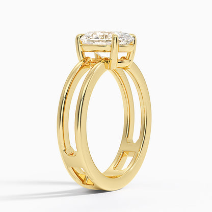 Aimee Open Double Band Solitaire Ring - Oval Center Stone
