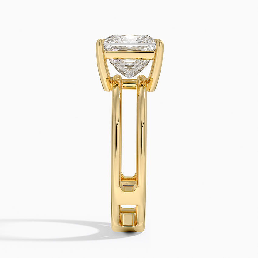 Aimee Open Double Band Solitaire Ring - Princess Cut Center Stone