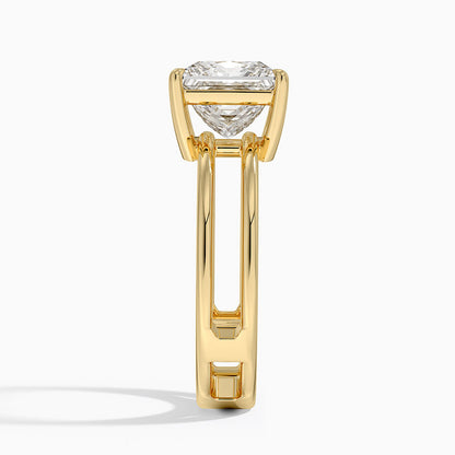Aimee Open Double Band Solitaire Ring - Princess Cut Center Stone