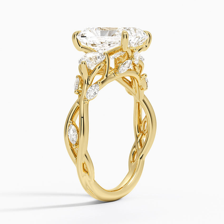 Secret Garden Three Stone Diamond Ring (3/4 ct. tw.) - Radiant Cut Center Stone