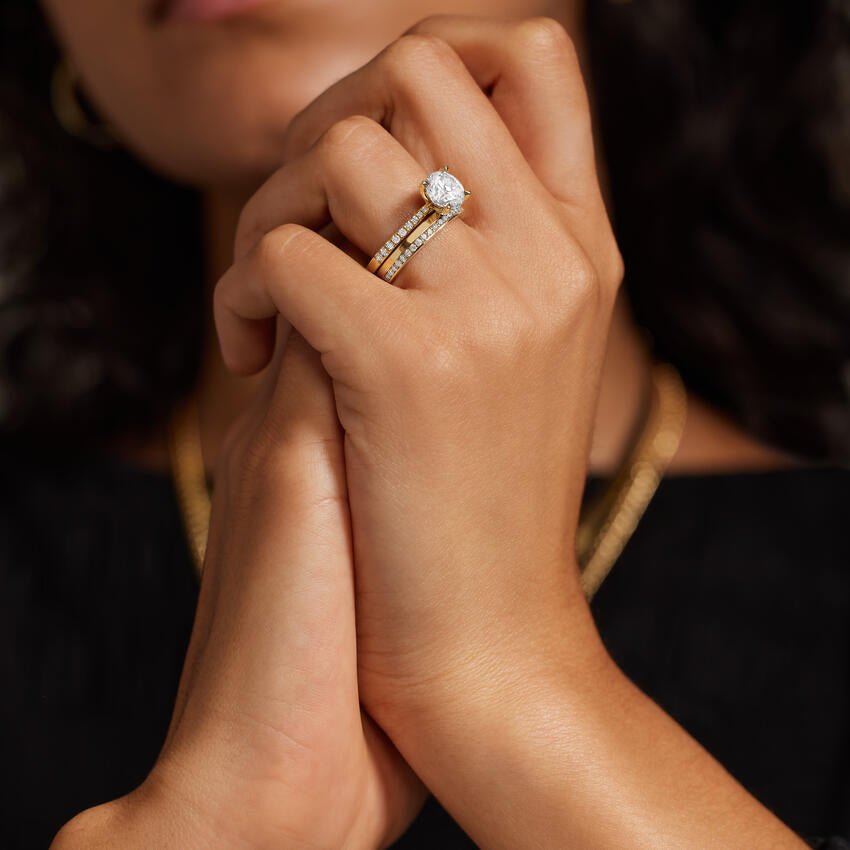 Elodie Cathedral Diamond Ring - Round Center Stone