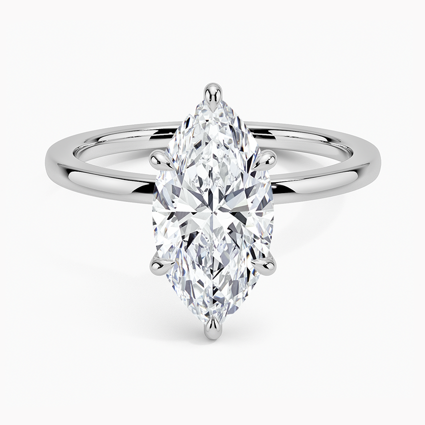 Secret Halo Six-Prong Diamond Ring - Marquise Center Stone