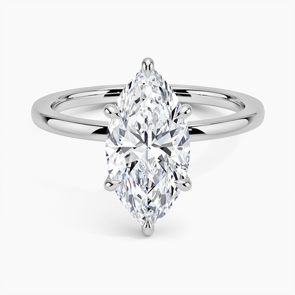 Secret Halo Six-Prong Diamond Ring - Marquise Center Stone