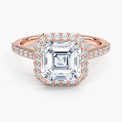 Halo Diamond Ring with Side Stones (1/3 ct. tw.) - Asscher Cut Center Stone