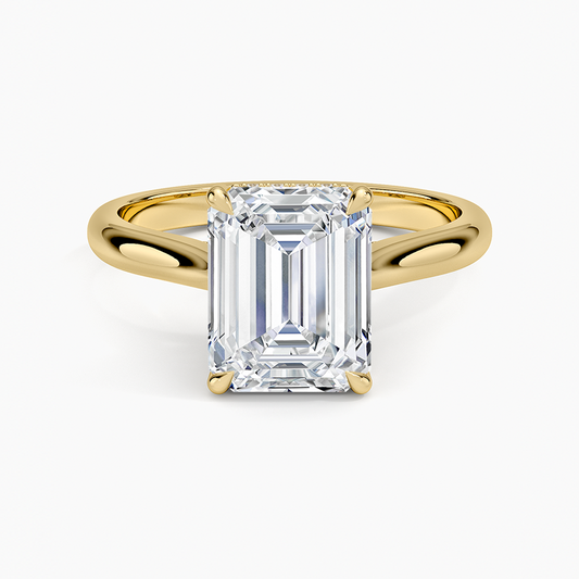 Dawn 2mm Diamond Ring - Emerald Cut Center Stone