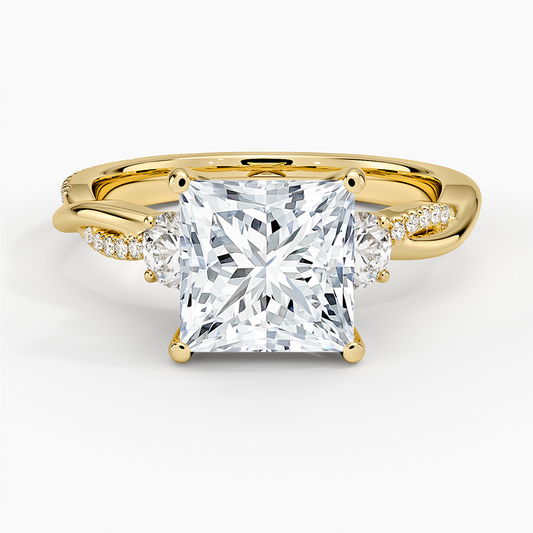 Petite Twisted Vine Three Stone Diamond Ring (2/5 ct. tw.) - Princess Cut Center Stone