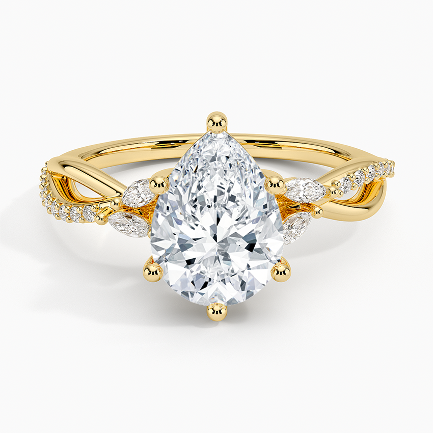 Petite Twisted Willow Diamond Ring - Pear Center Stone