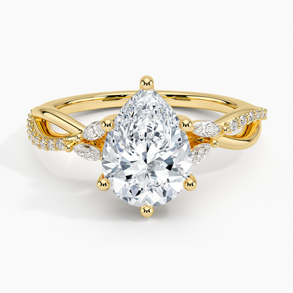 Petite Twisted Willow Diamond Ring - Pear Center Stone