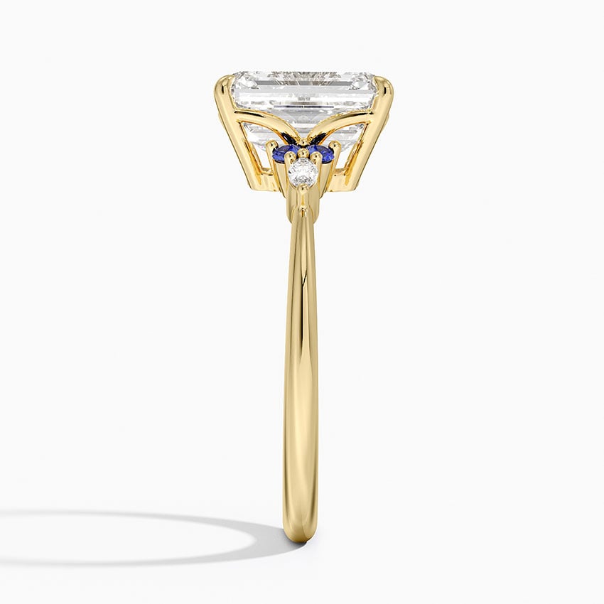 Nadia Sapphire and Diamond Ring - Emerald Cut Center Stone