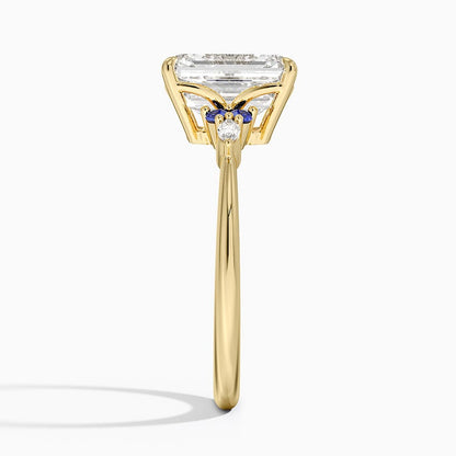 Nadia Sapphire and Diamond Ring - Emerald Cut Center Stone