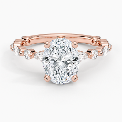 Versailles Three-Quarter Coverage Diamond Ring (1/2 ct. tw.) - Oval Center Stone