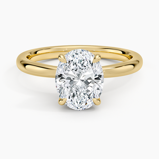 Petal 2mm Solitaire Ring - Oval Cut Center Stone