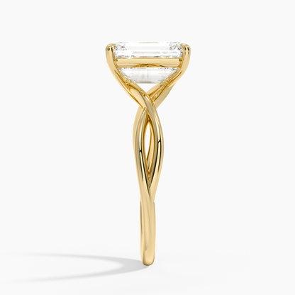 Alya Twist Solitaire Ring - Emerald Cut Center Stone