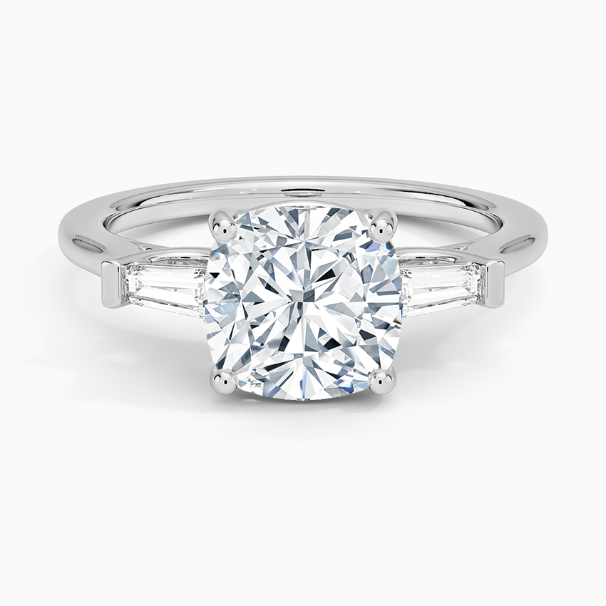 Symphony Perfect Fit Tapered Baguette Diamond Ring - Cushion Cut Center Stone