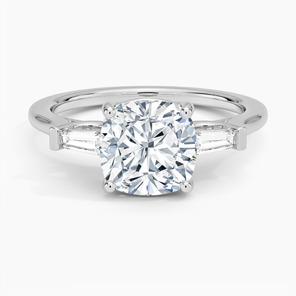 Symphony Perfect Fit Tapered Baguette Diamond Ring - Cushion Cut Center Stone