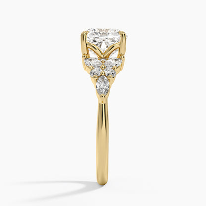 Nadia Taper Diamond Ring - Cushion Cut Center Stone