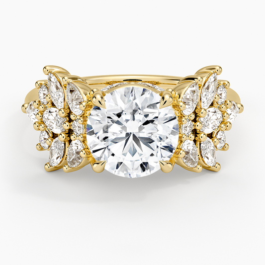 Grand Nadia Diamond Ring - Round Center Stone