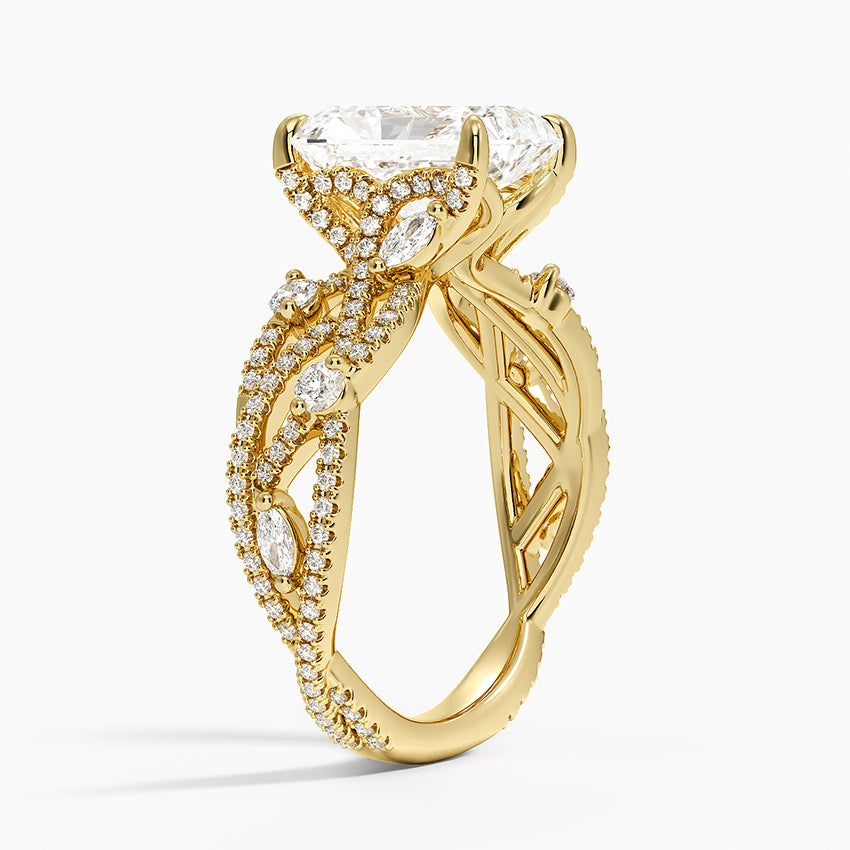 Grand Secret Garden Diamond Ring - Radiant Cut Center Stone
